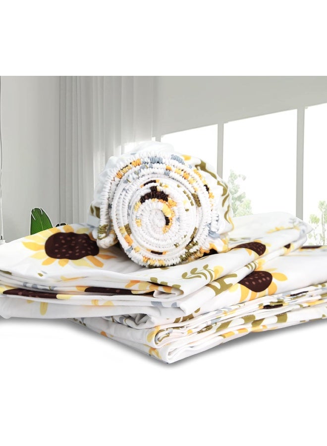Marquess Microfiber Flannel Sheet Set -Luxury Printed 4 Piece Bedding Collection-Deep Pocket Ultra Soft & Durable (White, King) - Image 4